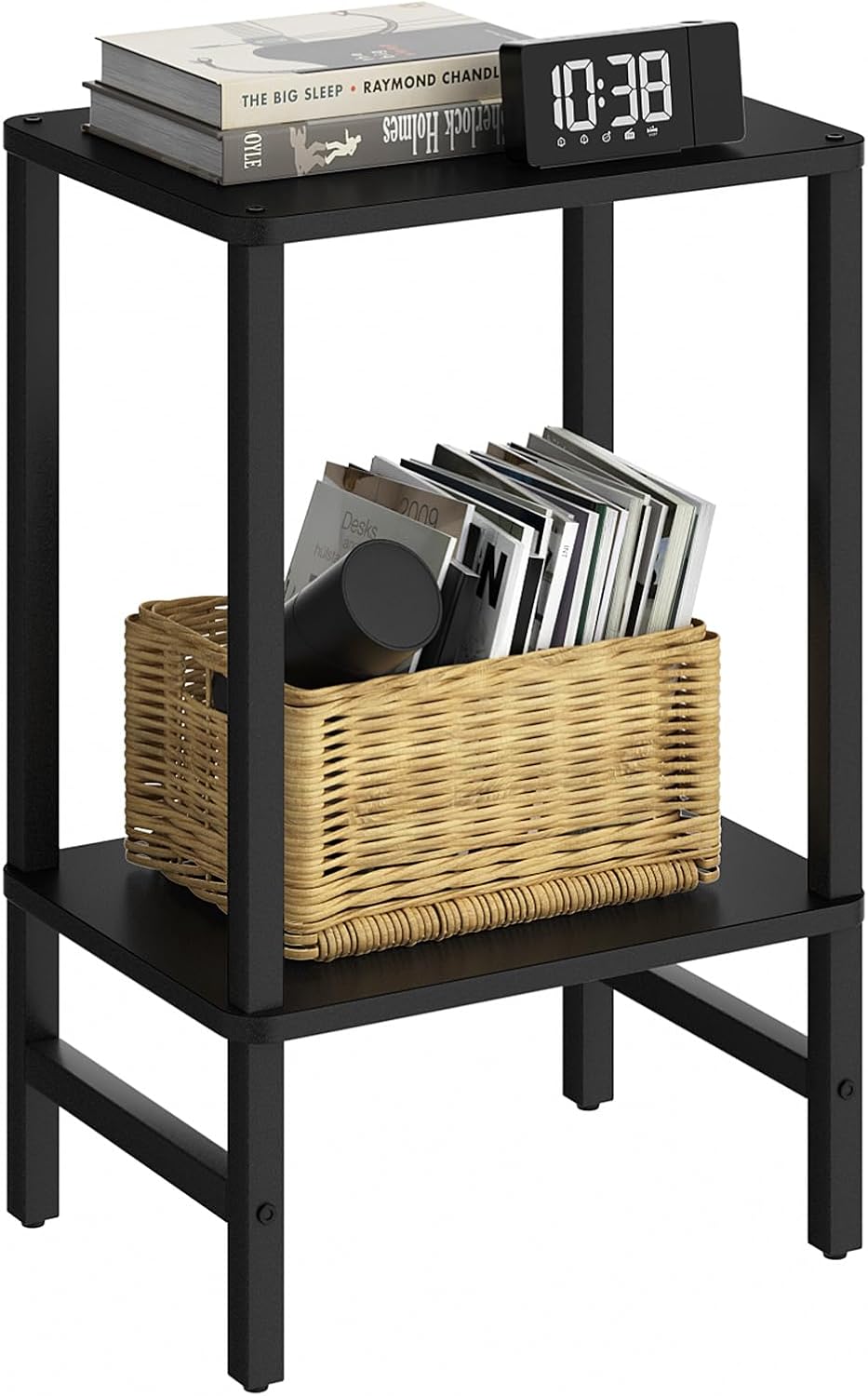 YUFAM Side Table End Table Tall Night Stand 2-Tier for Living Room Bedroom Ba...