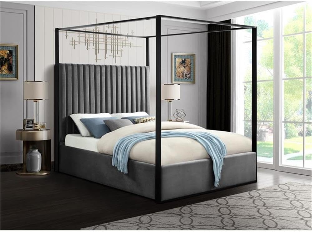 Meridian Furniture JaxGrey-K Jax Collection Modern | Contemporary Velvet Upho...