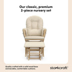 Storkcraft Premium Hoop Glider & Ottoman (Natural/Beige) — GREENGUARD Gold Certified Nursery Glider, Solid Wood Craftsmanship, Smooth-Gliding Nursery Chair and Ottoman, Award-Winning