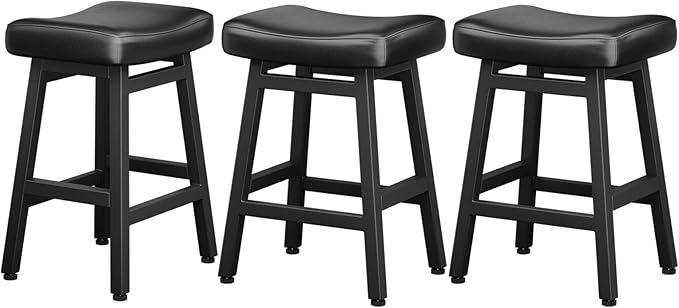 Counter Height Bar Stools Set of 3, 24 Inch Barstools for Kitchen Counter, Ki...