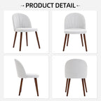 Fabric Dining Chairs Set of 6, Upholstered Mid Century Modern Dining Chairs, Armless Accent Chair with Walnut Wood Legs for Kitchen, Living Room, Dining Room, White