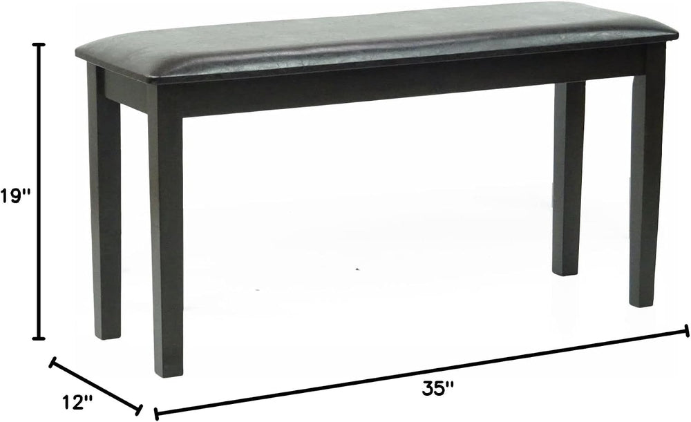 Dining Kitchen Solid Wooden Stained Bench Padded Seat Espresso Black Finish