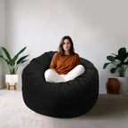 Bean Bag Chairs for Adults, Giant Bean Bag Chairs with Memory Foam Big Sofa for Reading, Gaming Cozy Chair, 4FT Bean Bag with Plush Microfiber Removable Cover, Black