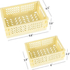 Tixill 2-Pack Mini Foldable Plastic Baskets for Organizing and Storage, Collapsible Storage Crate for Home Kitchen Bedroom Bathroom Office (9.8x6.5x3.8, Yellow)