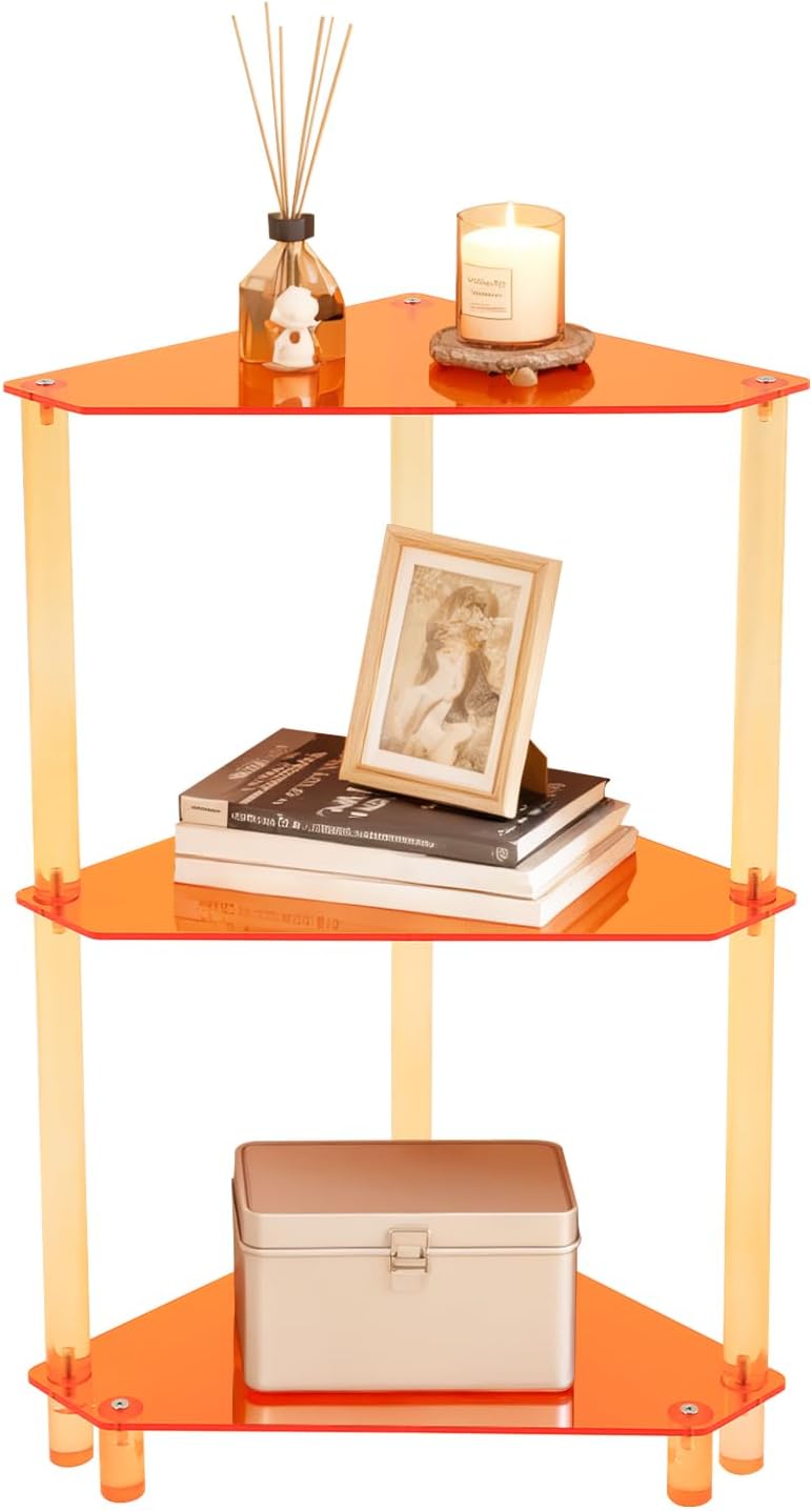 Acrylic Corner Side Table - 3 Tier Triangle End Table - Small Side Table for ...