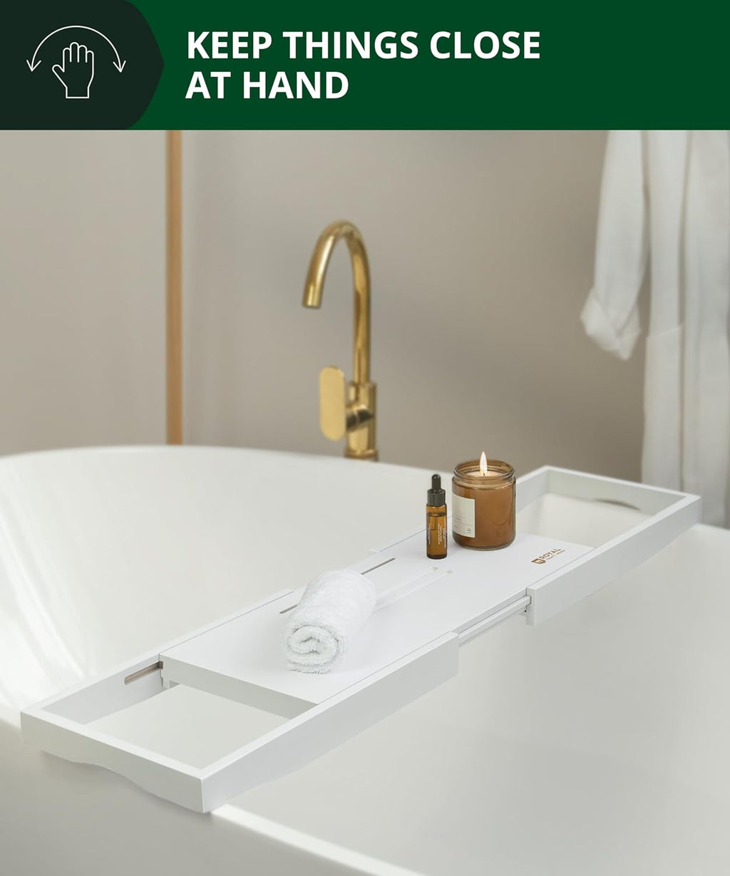ROYAL CRAFT WOOD Premium Bathtub Tray - Expandable Bath Tray for Tub - Luxury Bathtub & Bathroom Accessories