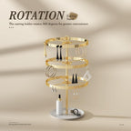 3 Tiers Earring Holder Organizer, Metal Rotating Earring Stand Adjustable Display Tree, 126 Holes Carousel Rack for Stud Hoop Pierced Dangling Women, Perfect View for All Earrings (Gold)