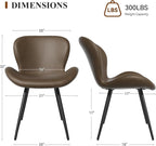 Nalupatio Dining Chairs Set of 2, Modern Dining Room Chairs Comfy Backrest Thick Upholstered Kitchen Chairs 19IN Height with Metal Legs Coffee（Pu Leather）
