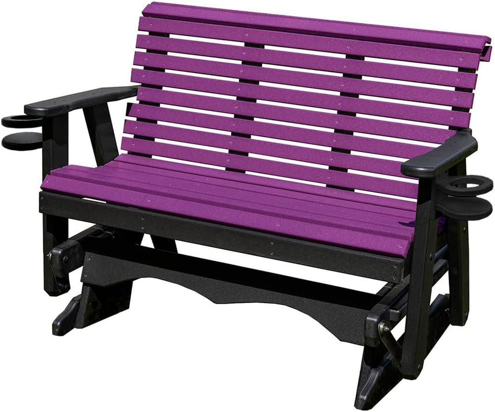 5 FT Purple Amish-Made Porch Glider – 1000 lb Heavy-Duty Poly Lumber wood Rol...