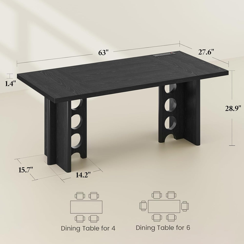 Dining Table for 4 People, Rectangle Kitchen Table with Elegant Design Legs, ...