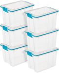 Sterilite 6-Pack Gasket Box, Weather-Resistant Storage Bins with Latching Lids, 20 Quart - Heavy-Duty Organizing Containers for Closet, Bathroom, and Office