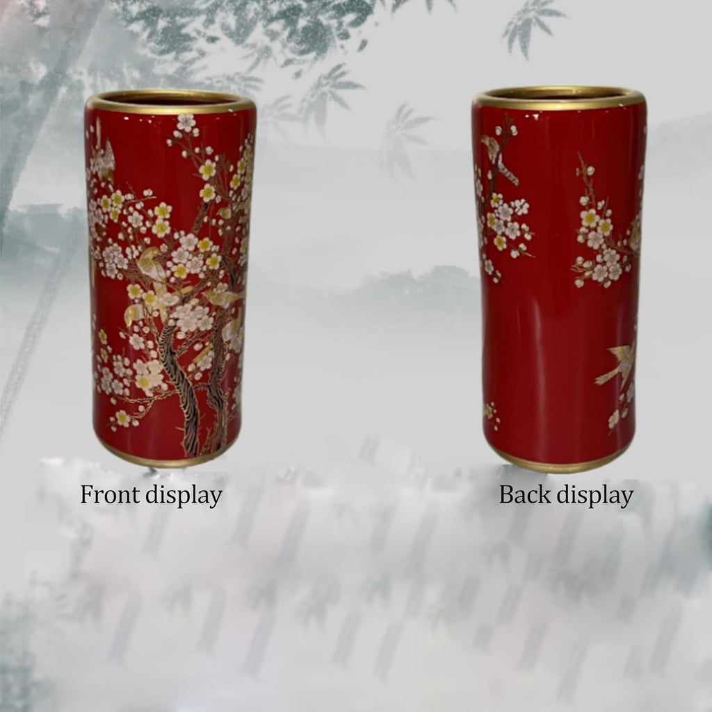 Ceramic Umbrella Stand - Handmade Cane Holder for Entryway, Floor Standing Storage Bucket for Home Office and Indoor Use