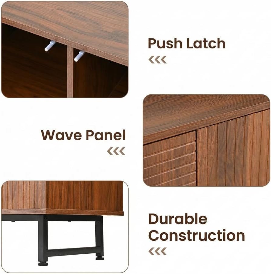 Saiveina Mid-Century Modern Walnut Sideboard Buffet Cabinet, 59 * 16 * 33 Inc...