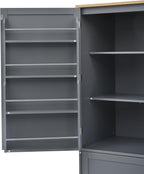 JIJIWANG High Freestanding Kitchen 40.2x20x71.3inch Pantry Large Cupboard Storage Cabinet with 2 Drawers,2 Adjustable Shelves,8 Door Shelves for Kitchen, Living Room, Dining Room,Gray