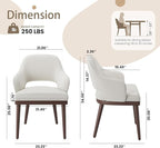Wooden Dining Chairs Set of 2, Modern Fabric Upholstered Dining Room Chair, Kitchen Side Chairs, Farmhouse Dinner Chair with Open Back for Kitchen, Beige