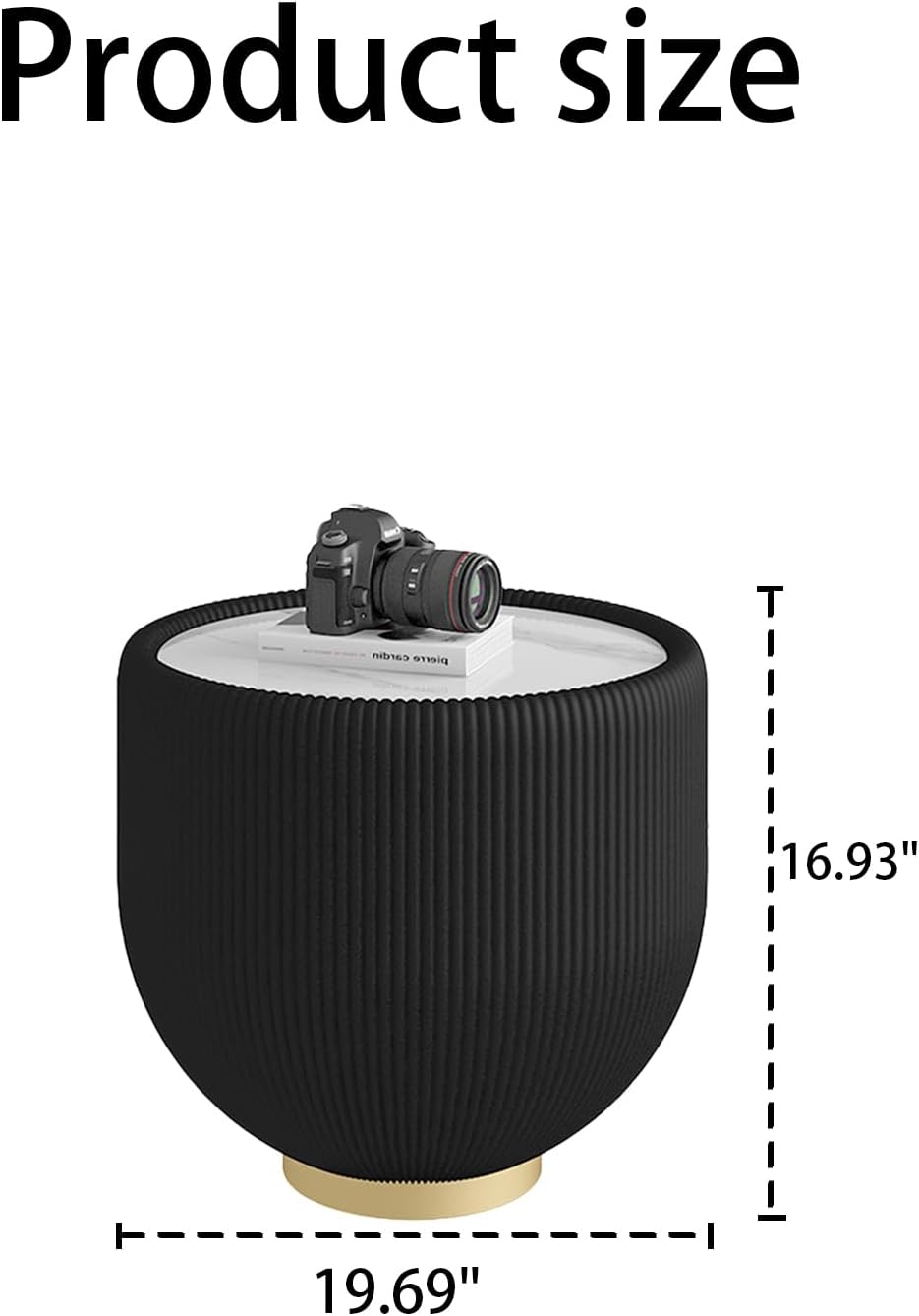 Penau Modern Round Side Table, Faux Marble Sintered Stone Top with Microfiber...