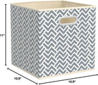Amazon Basics Collapsible Cube Storage Organizer Bins, 6-Pack, 10.5 x 10.5 x 11 inches, Chevron Grey