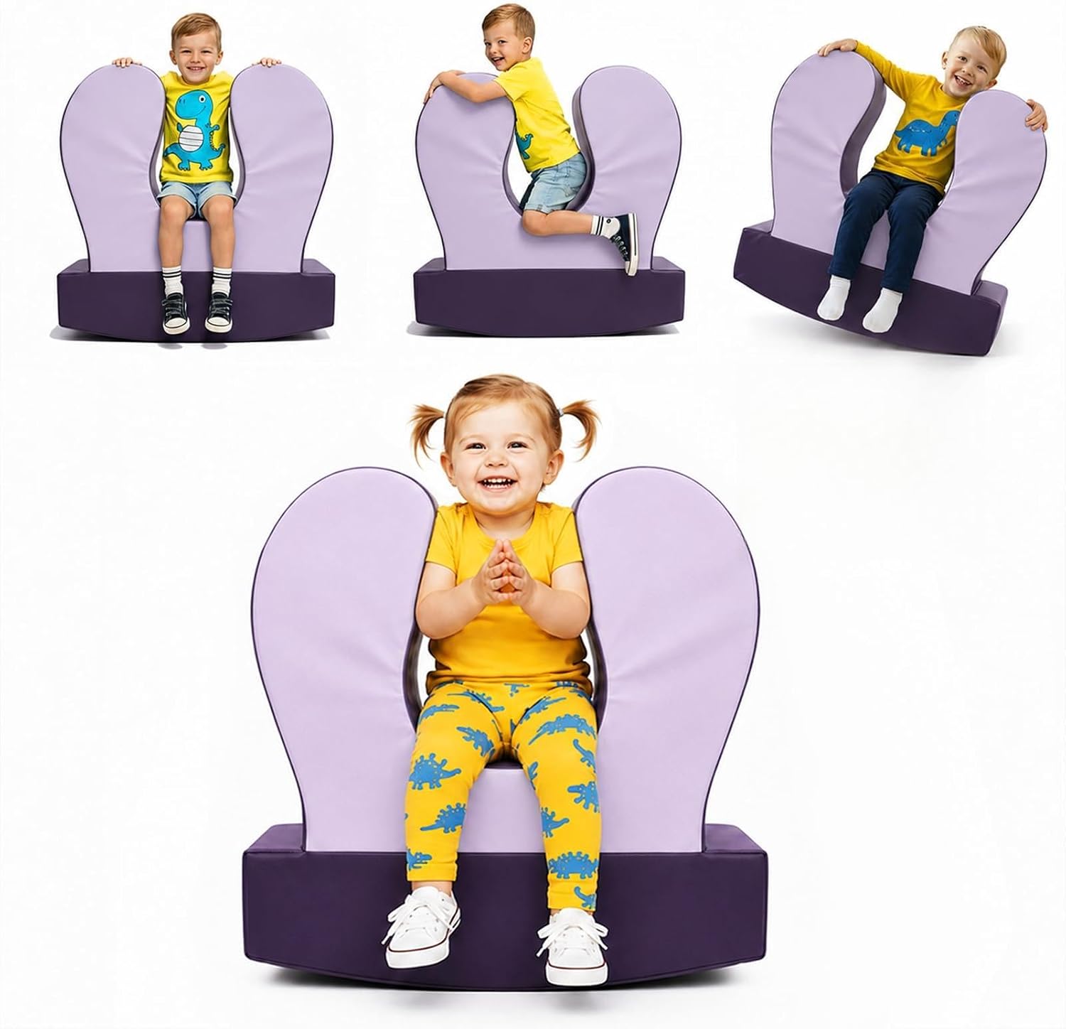 Sensory Chair for Kids, Squeeze & Rock, PU, Emotional Regulation & Focus | Calming Compression Rocker for Autism ADHD, Supportive High-Density Foam, Fit for Reading Corner, Playroom, Therapy Room