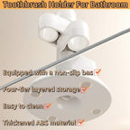 2-Pack 360° Rotating Toothbrush Organizer with Non-Slip Base, Bathroom Countertop Holder for Razors, Makeup Brushes and Toothbrush Storage, Compact Space-Saving Stand White