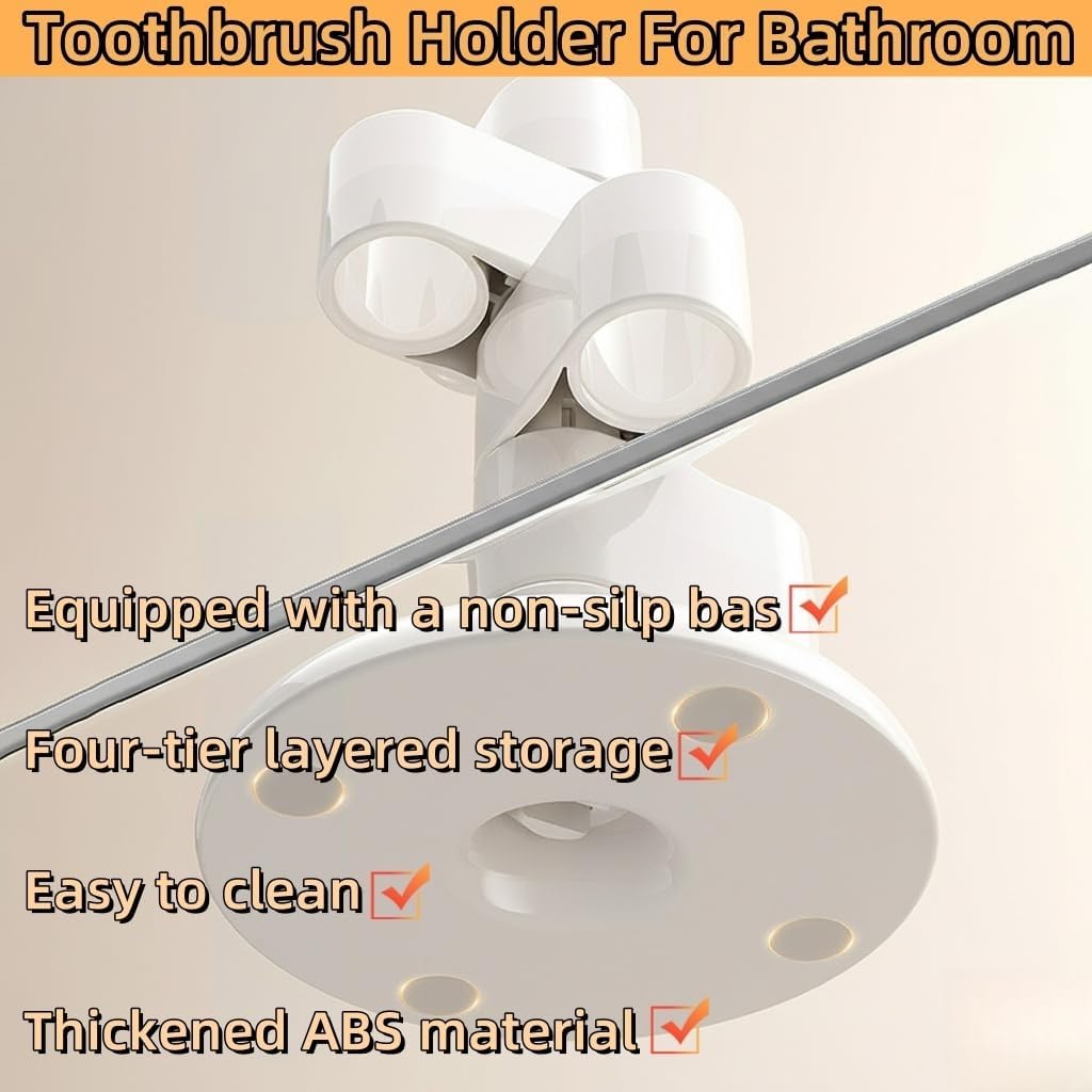 2-Pack 360° Rotating Toothbrush Organizer with Non-Slip Base, Bathroom Countertop Holder for Razors, Makeup Brushes and Toothbrush Storage, Compact Space-Saving Stand White