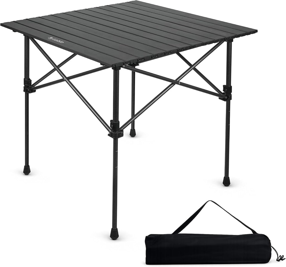 Byliable Square Camping Table Folding Adjustable Height Camp Table, Black
