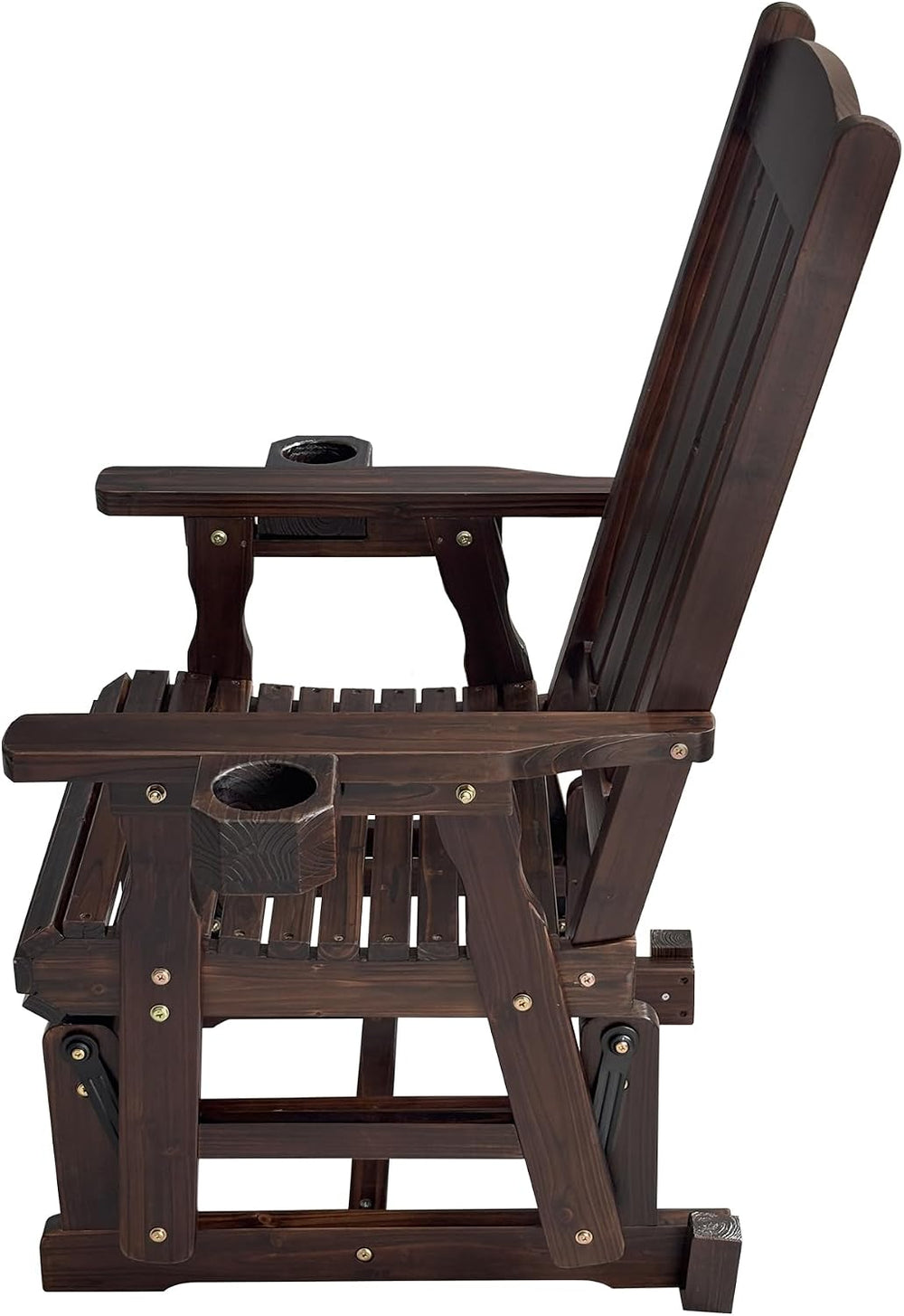 Fortune Candy Wooden Patio Glider for One Person, with High Back and Deep Con...