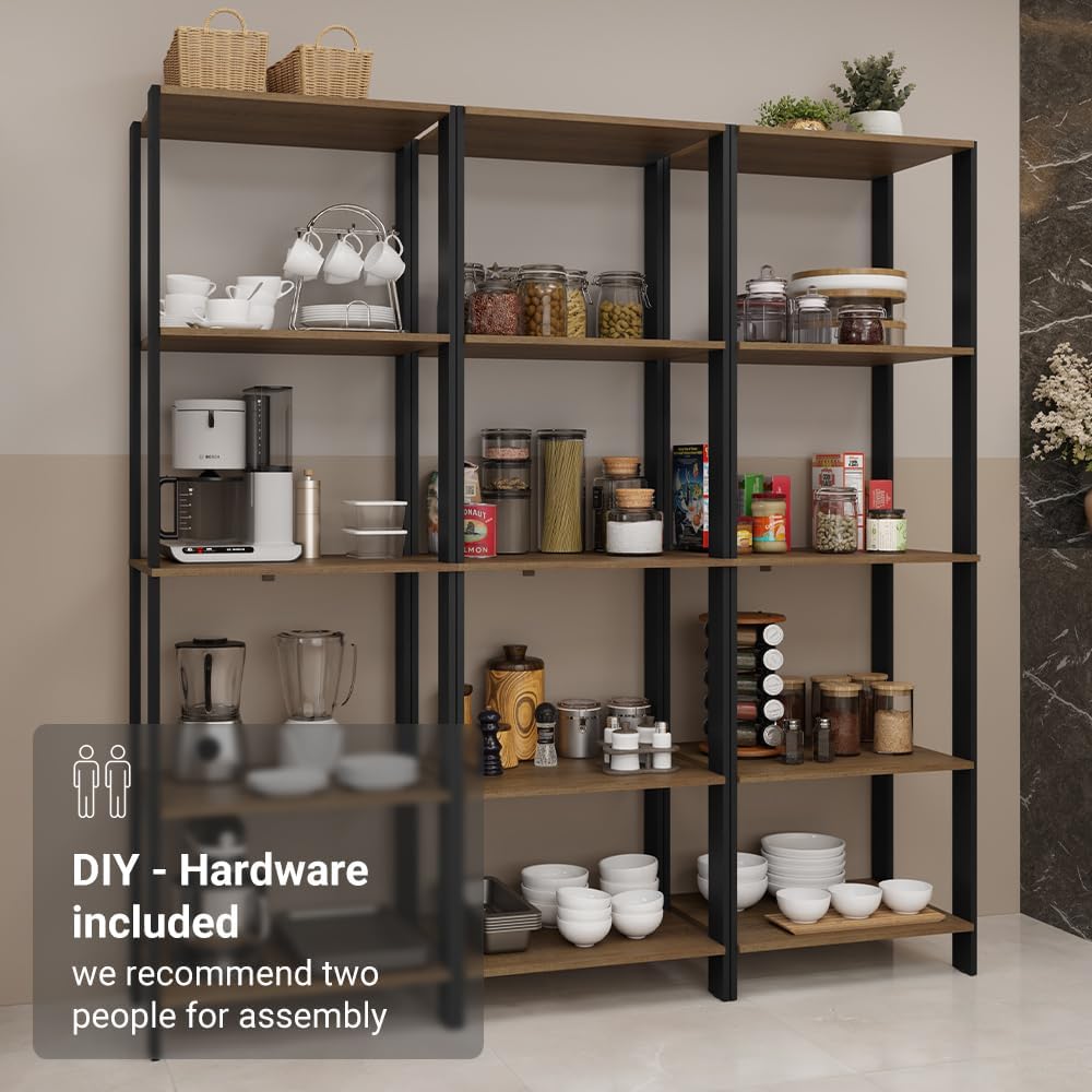 Madesa Kitchen Pantry Storage Rack with 15 Open Shelves 70" L Multiuse M...