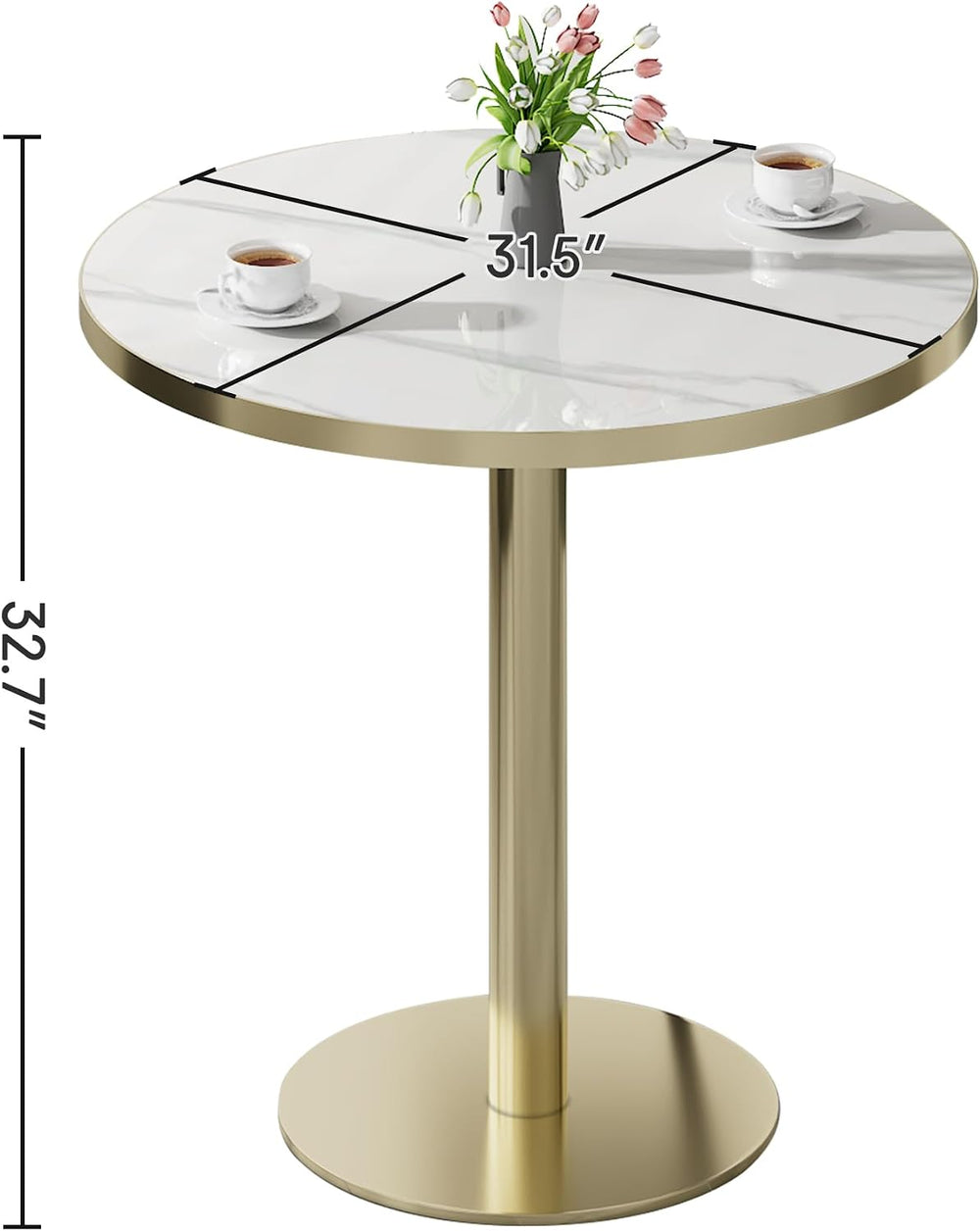 Round Modern Dinning 31.5 inches Bistro Table Tulip with Faux Marble top,Easy...