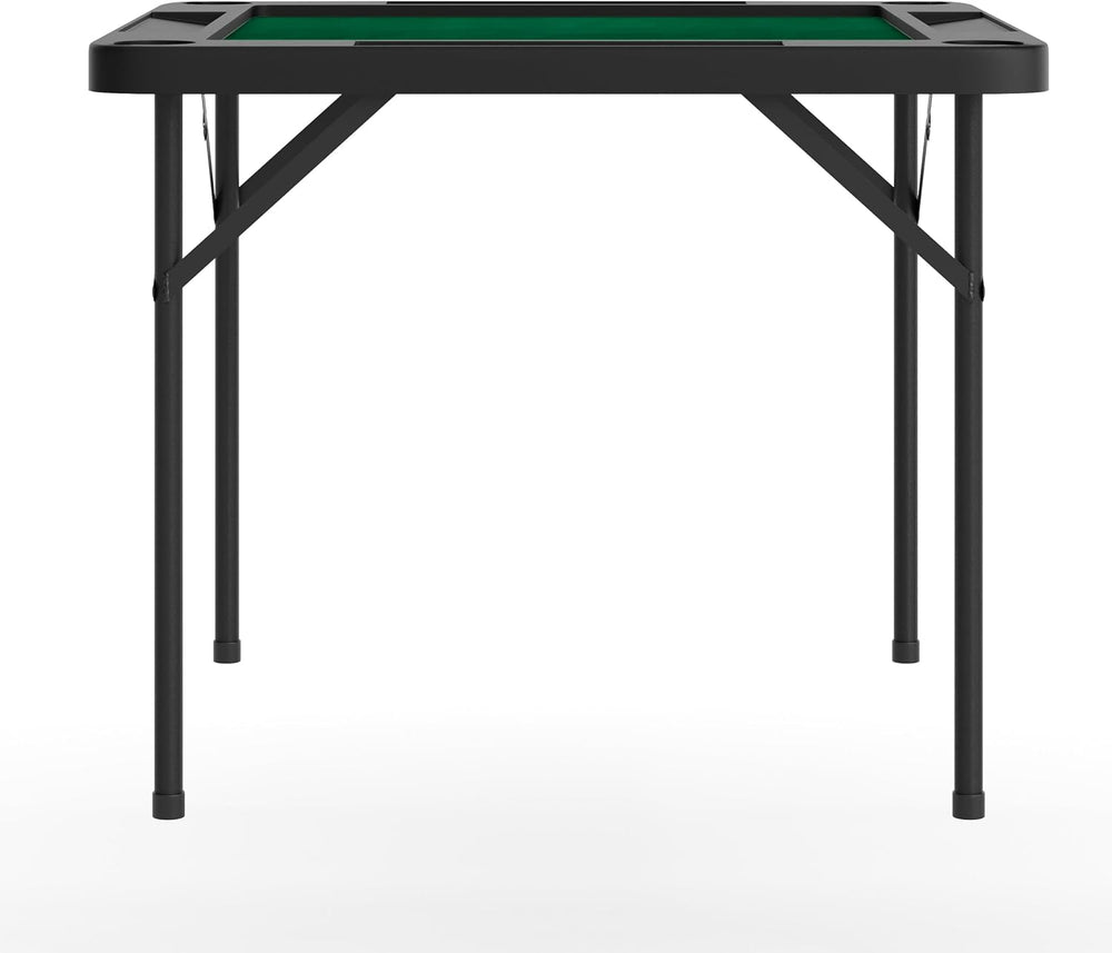 Flash Furniture 34.5" Black Folding Card Game Table | 4-Player, Cup Hold...