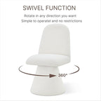 Swivel Dining Chairs Set of 4, Modern Upholstered Dining Chair Mid Century Kitchen Chairs with Wave Shaped High Back, 360 Degree Rotating Vanity Chair for Dining Room, Bedroom, Farmhouse, Beige