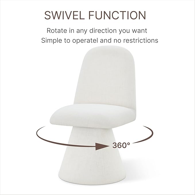 Swivel Dining Chairs Set of 4, Modern Upholstered Dining Chair Mid Century Kitchen Chairs with Wave Shaped High Back, 360 Degree Rotating Vanity Chair for Dining Room, Bedroom, Farmhouse, Beige