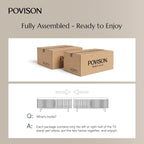 POVISON Fully-Assembled Sliding Tambour Door TV Stand, Mid Century Modern TV Console, Wood Media Console, Entertainment Center with Storage Cabinet (Walnut, 118.11")