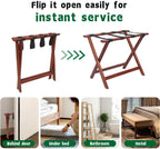 LZMS Walnut Wood Folding Luggage Rack 24.75" x 14.25" x 19.75",Luggage Stand for Guest Room,High-end Hotels, Resorts & Home | Premium Walnut Finish
