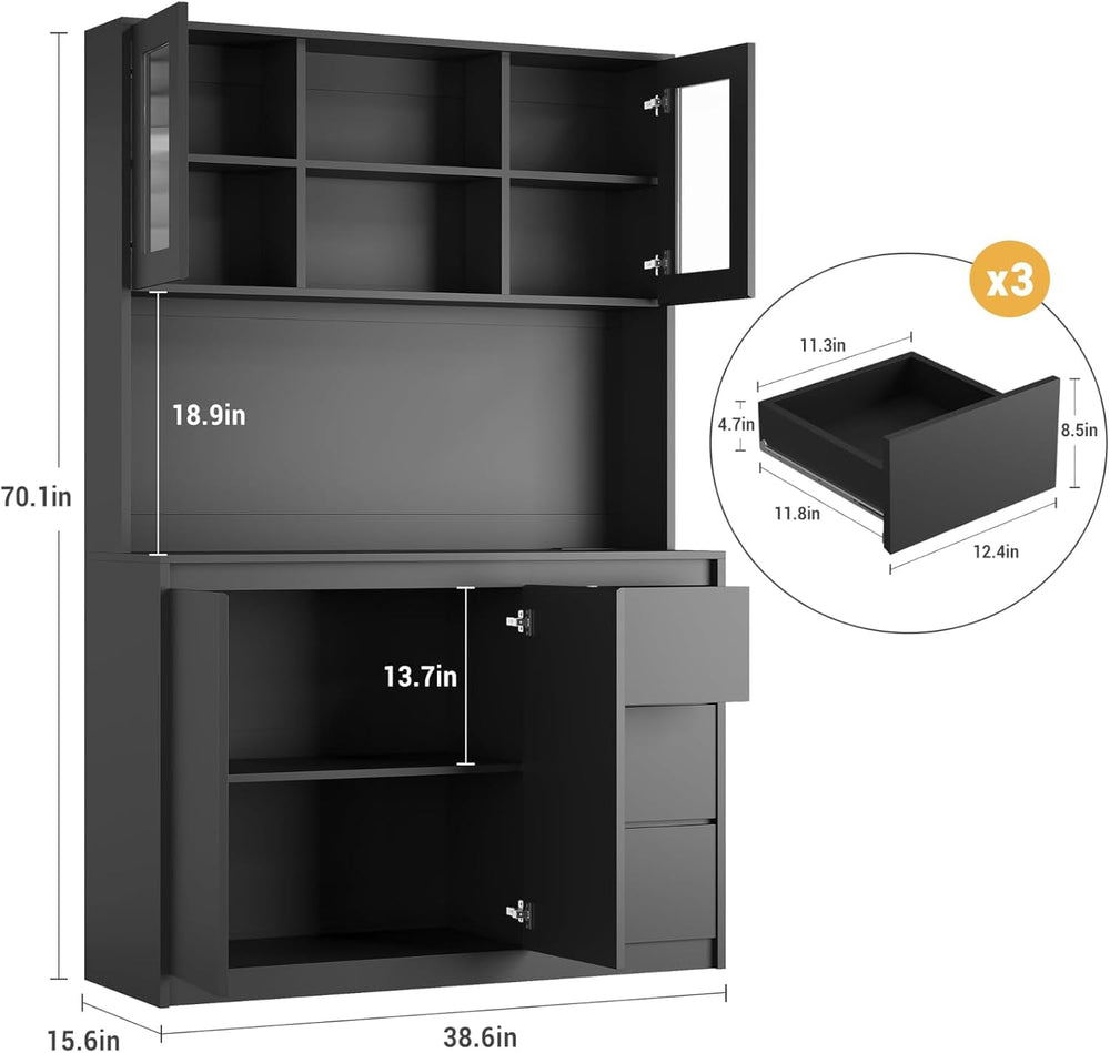 71" Kitchen Pantry Cabinet,Tall Storage Cabinet with Doors & Shelves...