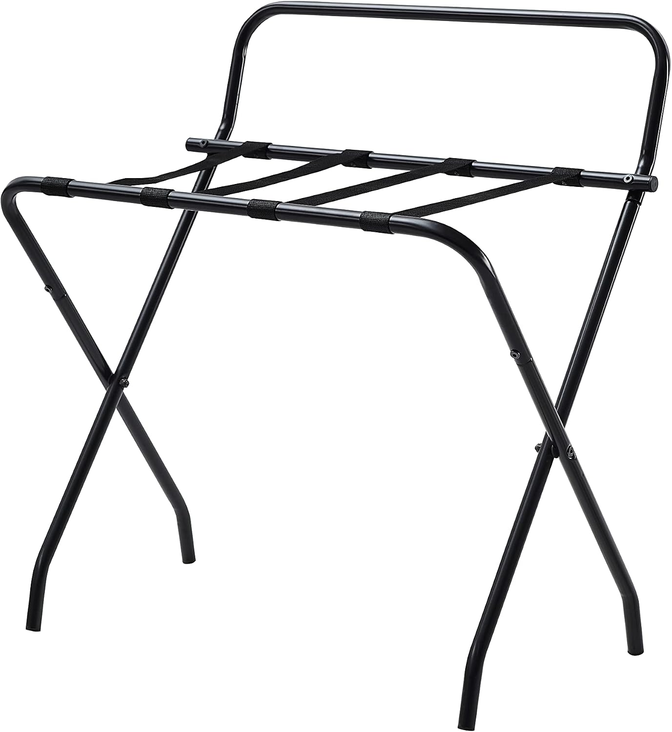 Kings Brand Furniture - Metal Foldable Luggage Rack, Suitcase Stand with Back, Black
