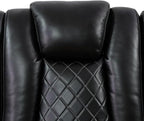 Electric Power Recliner Sofa Living Room Furniture, Comfy Home Theater Breathing Leather Seating with USB 2.0 Charging Ports, LED Light Strips, Fold-Down Table & Wireless Charging Device (Black)
