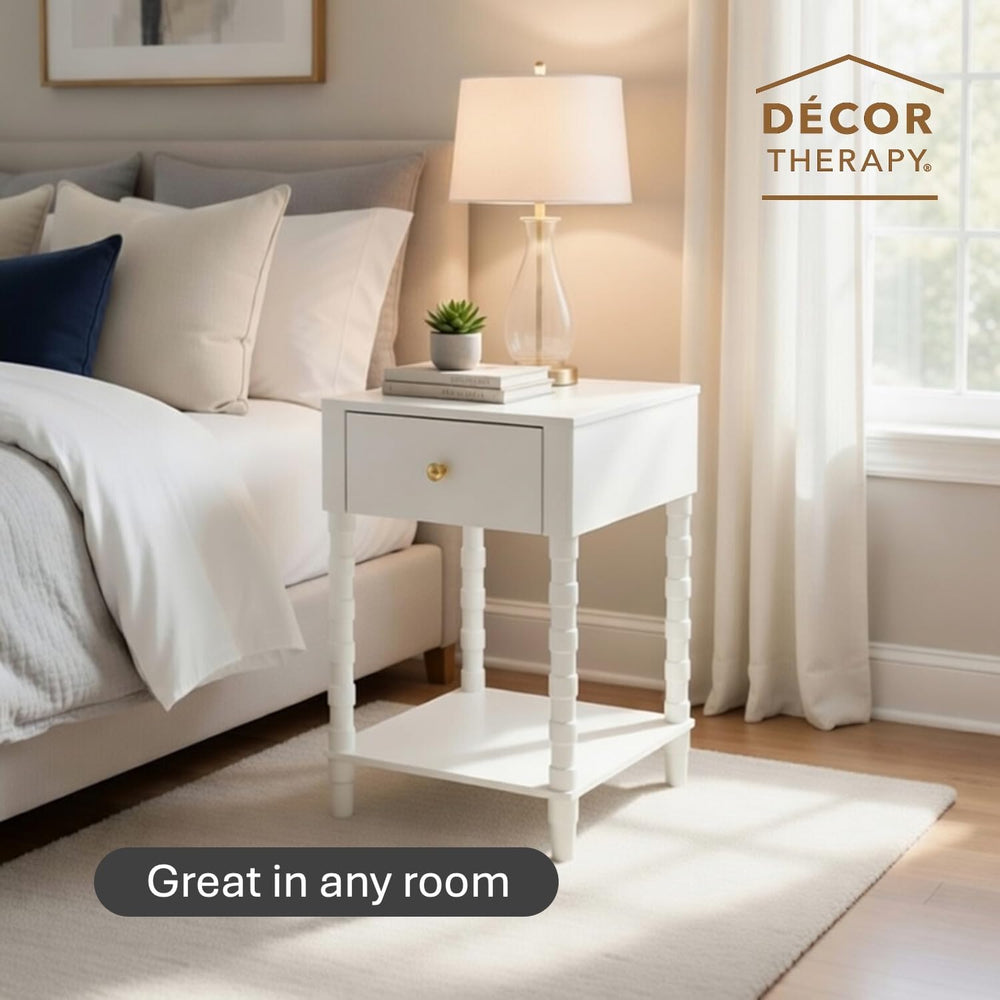 Decor Therapy Sterling Modern Side Table with Storage Drawer, Lower Shelf, Co...