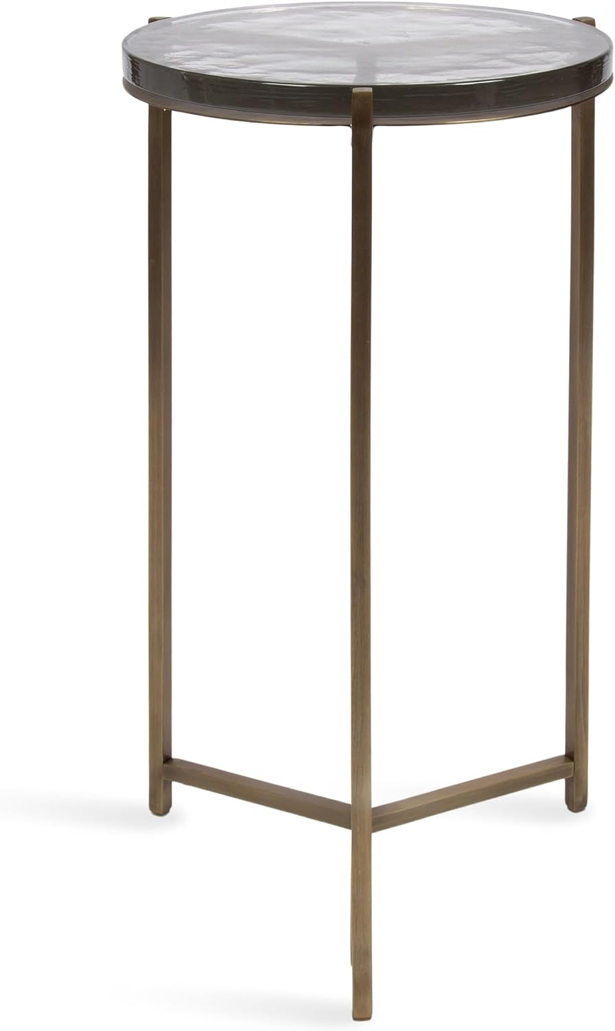 Kate and Laurel Aguilar Modern Round Side Table, 13 x 13 x 24, Clear Glass an...