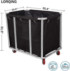 12 Bushels Laundry Cart Commercial/Home,Heavy Duty Large Stainless Steel Rolling Laundry Basket with Wheels，for Laundry Organizer and Storage,260LBS Load (12 Bushels - Black - 8 Tubes)