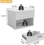 Vibe & Dine Floating Nightstand Set of 2, Wall Mounted Night Stand with Spiral Pattern Design, Modern Bedside Tables with Drawers for Bedroom, Easy Assembly, White