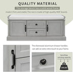 42″ Storage Bench with 2 Drawers and 2 Cabinets，Multipurpose Entryway Shoe Rack W/Removable Cushion，for Living Room Hallway Porch,Gray Wash