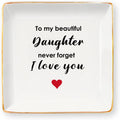 Aelciyue Gifts for Daughter Christmas - Birthday Mothers Valentines Day Inspirational Going Away Long Distance Gifts for Daughter from Mom Dad Daughters Adult Ceramic Jewelry Dish Trinket Dish
