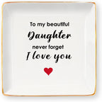 Aelciyue Gifts for Daughter Christmas - Birthday Mothers Valentines Day Inspirational Going Away Long Distance Gifts for Daughter from Mom Dad Daughters Adult Ceramic Jewelry Dish Trinket Dish