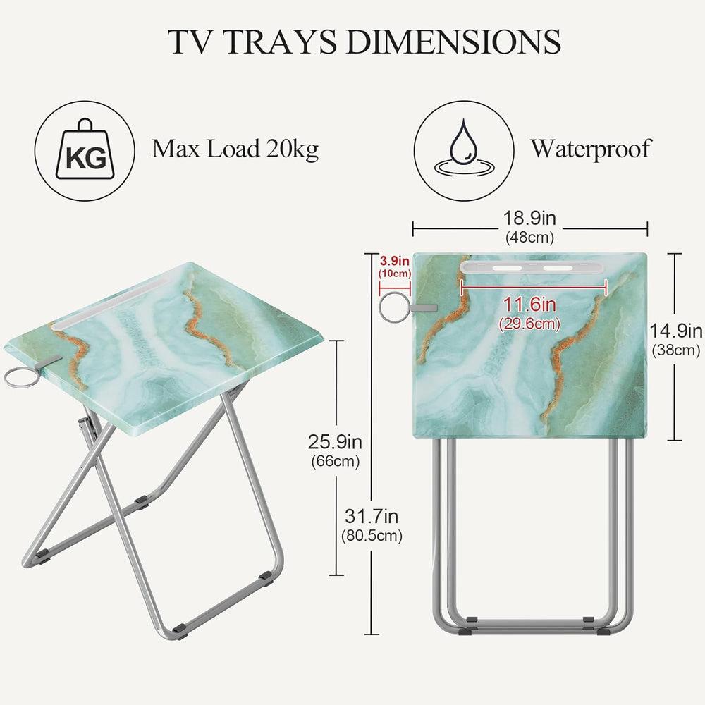 TV Trays Table Set of 2 Portable Folding TV Tray Table TV Dinner Tray with St...
