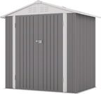 Patiowell 6x4 FT Outdoor Storage Shed, Water-Resistance Metal Outdoor Sheds with Vents & Lock, Garden Shed of Galvanized Steel for Lawn, Patio, Backyard Garden Tools, Bikes, Gray