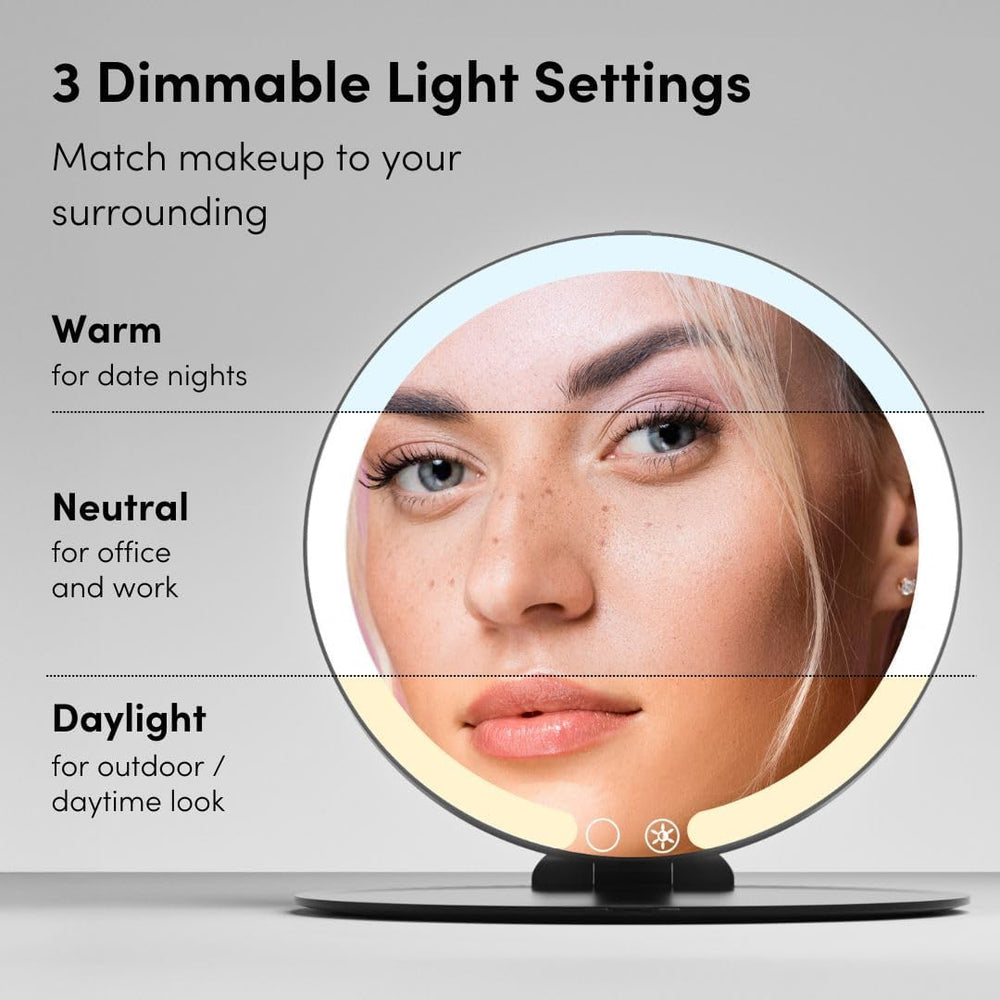 Fancii Abigail Rechargeable Travel Makeup Mirror with LED Light, 8" Fold...