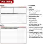 5 Times a Day Weekly Pill Box with Medication Wallet, Easy Secure Magnetic Closure, 5X Pillbox with Medication Schedule and Medical Alert Card (5 Time-a-Day Wallet)