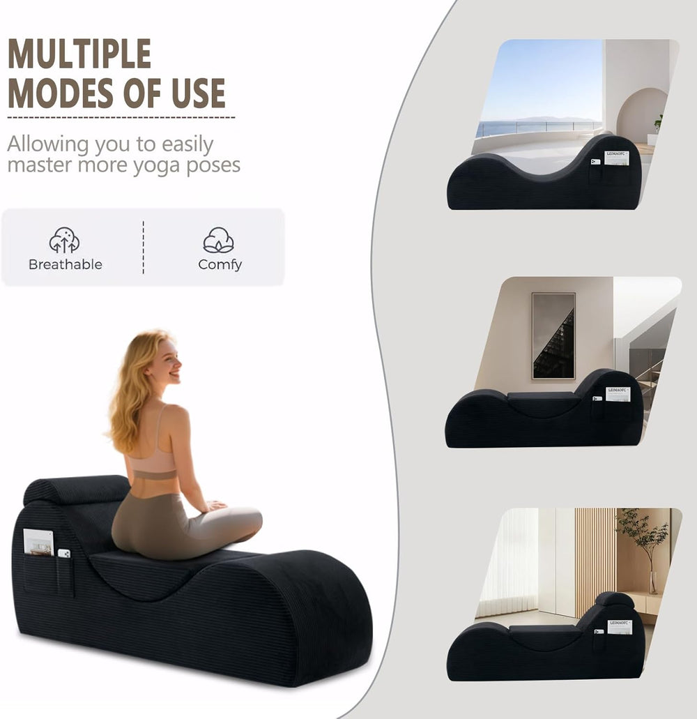 Yoga Chair Lounge for Adult, Ergonomic Chaise Lounge Chair with Side Pocket, ...
