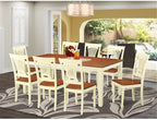 East West Furniture QUPL9-WHI-W 9 Piece Modern Dining Table Set Includes a Rectangle Wooden Table with Butterfly Leaf and 8 Kitchen Dining Chairs, 40x78 Inch, Buttermilk & Cherry