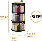 SpaceAid 3 Tier Rotating Bookshelf Tower, Spinning Bookcase Lazy Susan, Revolving 360 Book Shelf Storage Round Carousel, Vertical Rotate Turning Spiral Corner Organizer, Black